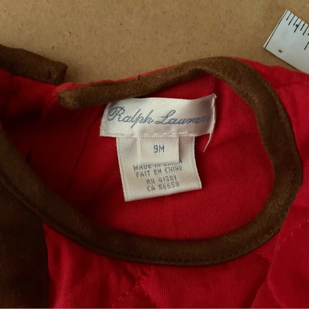 Ralph Lauren Baby Dress Red Quilted 9 Months